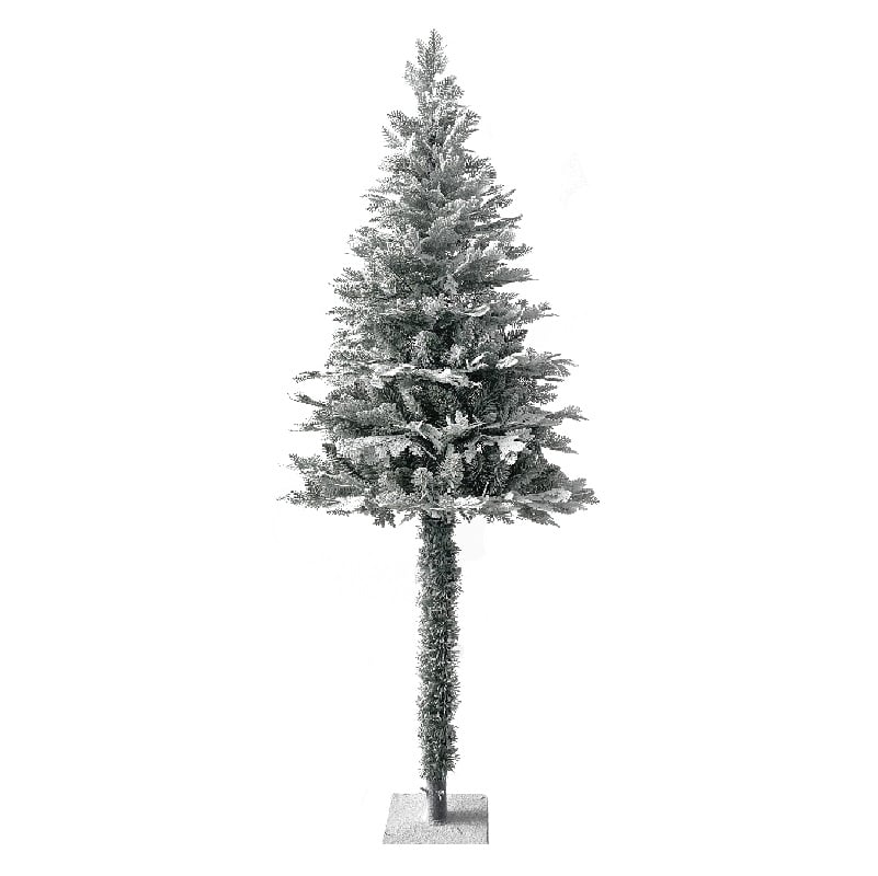 Cypress Wooden Pole Flocked Xmas Tree