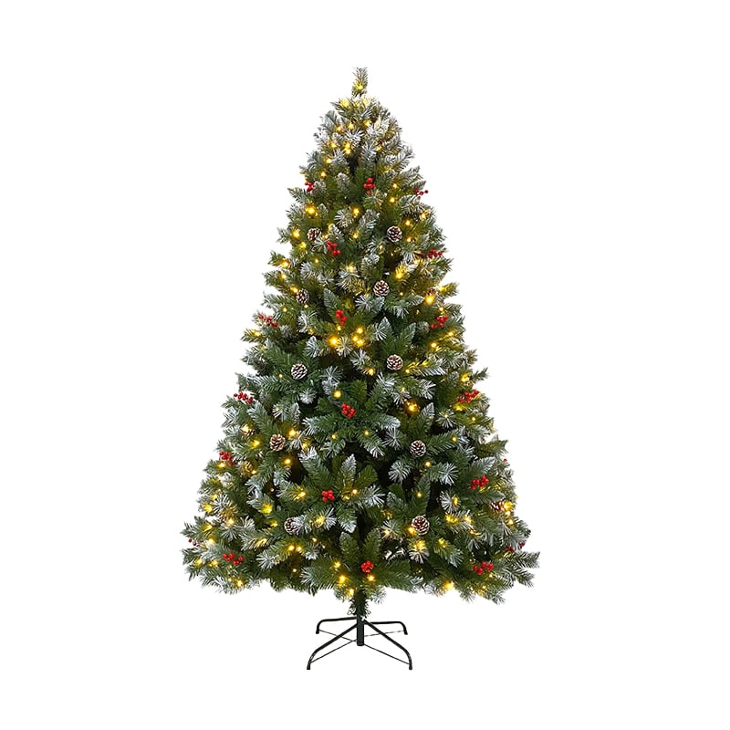 Flocked colored lights Christmas tree