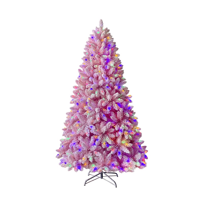 Pink Christmas Tree With Changing Lights