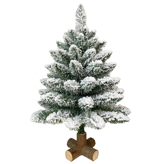 Mini Xmas Tree with Snow with Wooden Stand